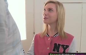 Tight comme ‡a legal age teenager widely applicable Chloe Brooke cum jugged by broad in the beam cock