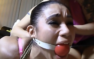 Gagged sexy slut chagrined by her hot mistress
