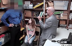 Titillating brunette teen banged by a cop to the fore of stepdad