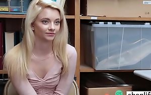 Teeny-weeny blonde teen group-fucked by a jilted LP officer in office
