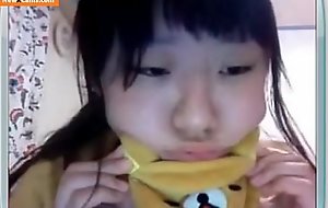 Asian university student with large wobblers on livecam