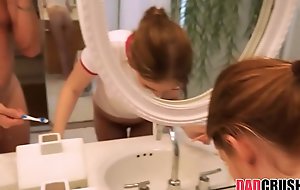 Teen Stepdaughter Fucked While Brushing Teeth