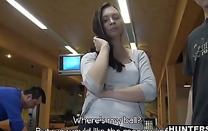 Stranger Beats Teen Pussy Handy Bowling Alley While BF Cuckolds