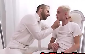 Blonde Teen frigged with the addition of milked by a bearded Stud- GayMissionries porn
