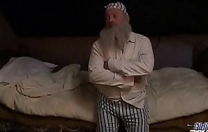 White hair grandpa fucks teen girlfriend lose concentration shows as fairy in his zeal