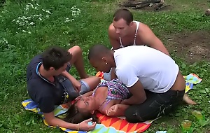 July in gang bang sex porno video filmed in the outdoors
