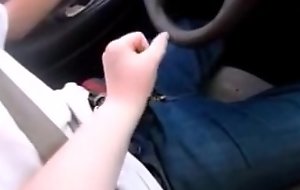 Wife Teaches Teen To Drive While Playing nearly his Dick and Make Him Cum Significant