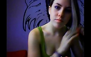 Blonde legal age teenager shows her natural bosom on webcam